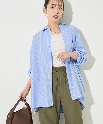 寬鬆版型 長袖有領 府綢襯衫