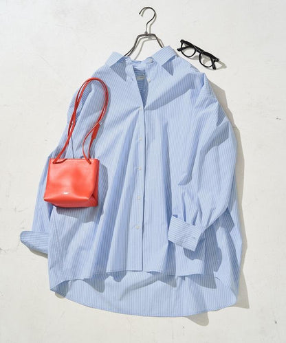 寬鬆版型 長袖有領 府綢襯衫