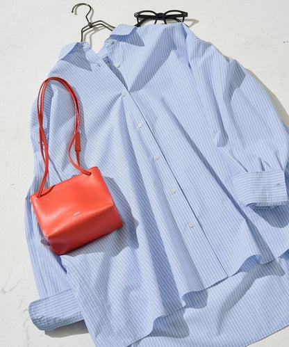寬鬆版型 長袖有領 府綢襯衫