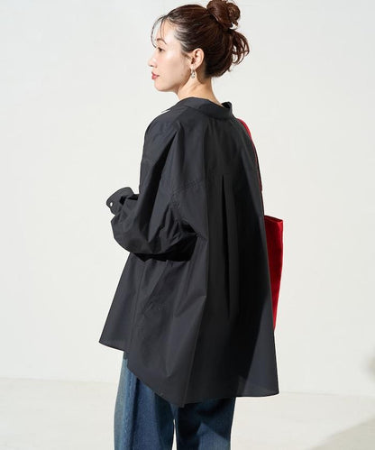 寬鬆版型 長袖有領 府綢襯衫