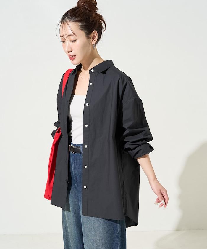 寬鬆版型 長袖有領 府綢襯衫