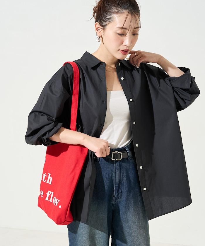 寬鬆版型 長袖有領 府綢襯衫