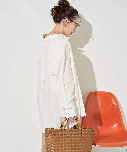 寬鬆版型 長袖有領 府綢襯衫