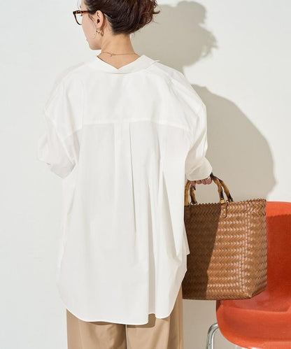 寬鬆版型 長袖有領 府綢襯衫