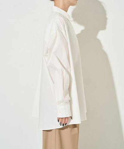 寬鬆版型 長袖有領 府綢襯衫