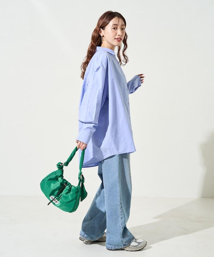 寬鬆版型 長袖有領 府綢襯衫