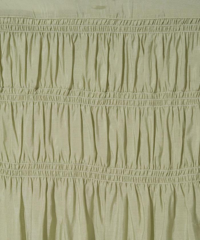 透膚褶皺荷葉袖長袖襯衫