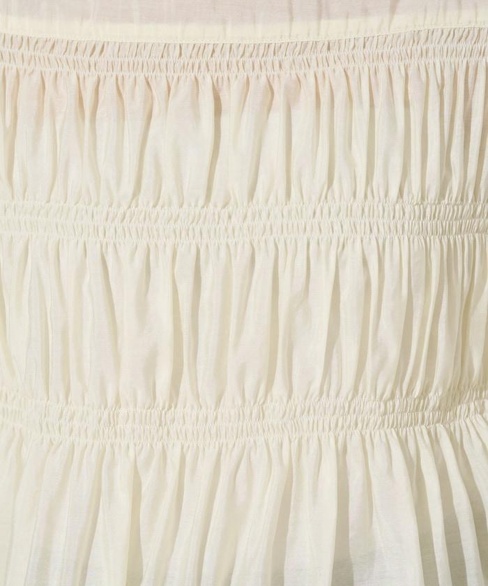 透膚褶皺荷葉袖長袖襯衫