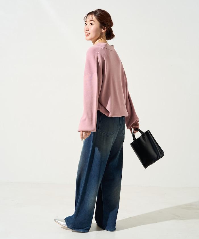 開領Polo領 長袖 針織套頭衫