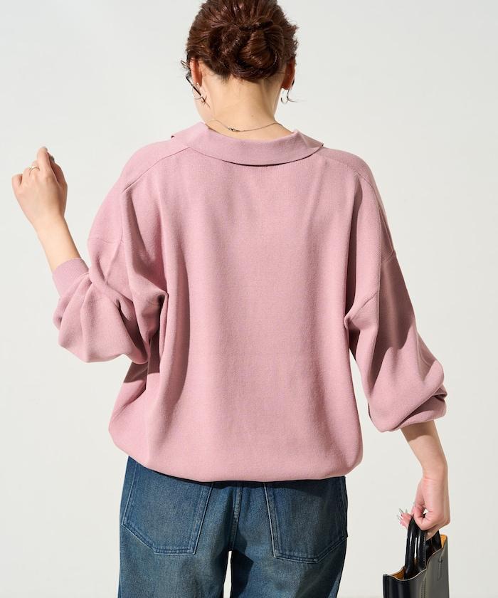 開領Polo領 長袖 針織套頭衫