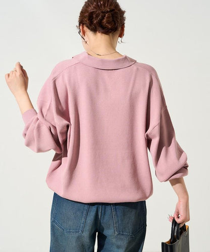 開領Polo領 長袖 針織套頭衫