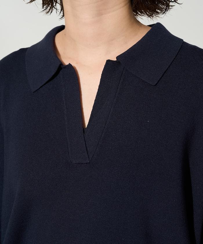 開領Polo領 長袖 針織套頭衫