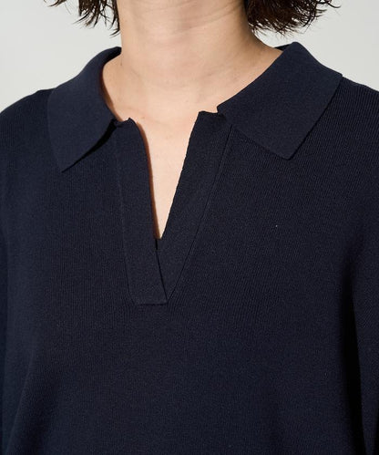 開領Polo領 長袖 針織套頭衫