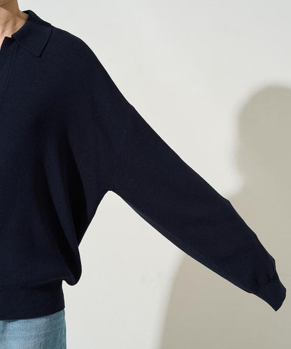 開領Polo領 長袖 針織套頭衫