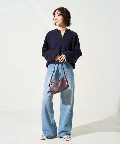 開領Polo領 長袖 針織套頭衫