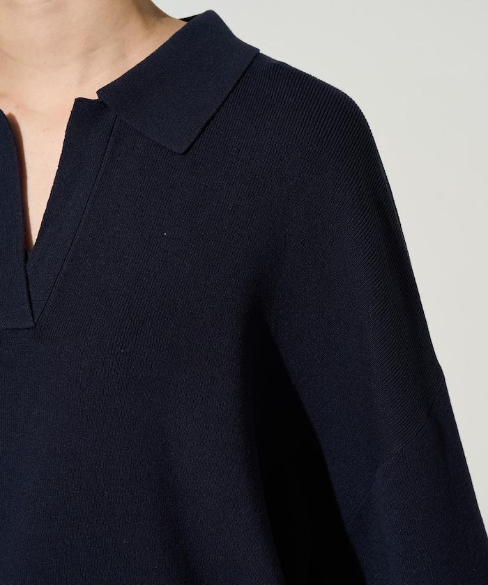 開領Polo領 長袖 針織套頭衫