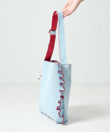 配色 單肩 荷葉邊 針織 單肩包