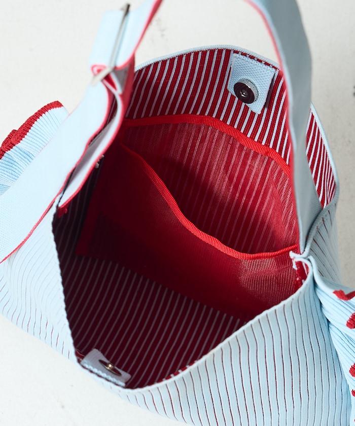 配色 單肩 荷葉邊 針織 單肩包