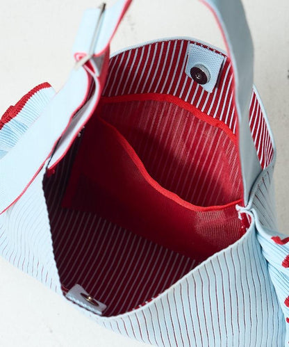 配色 單肩 荷葉邊 針織 單肩包