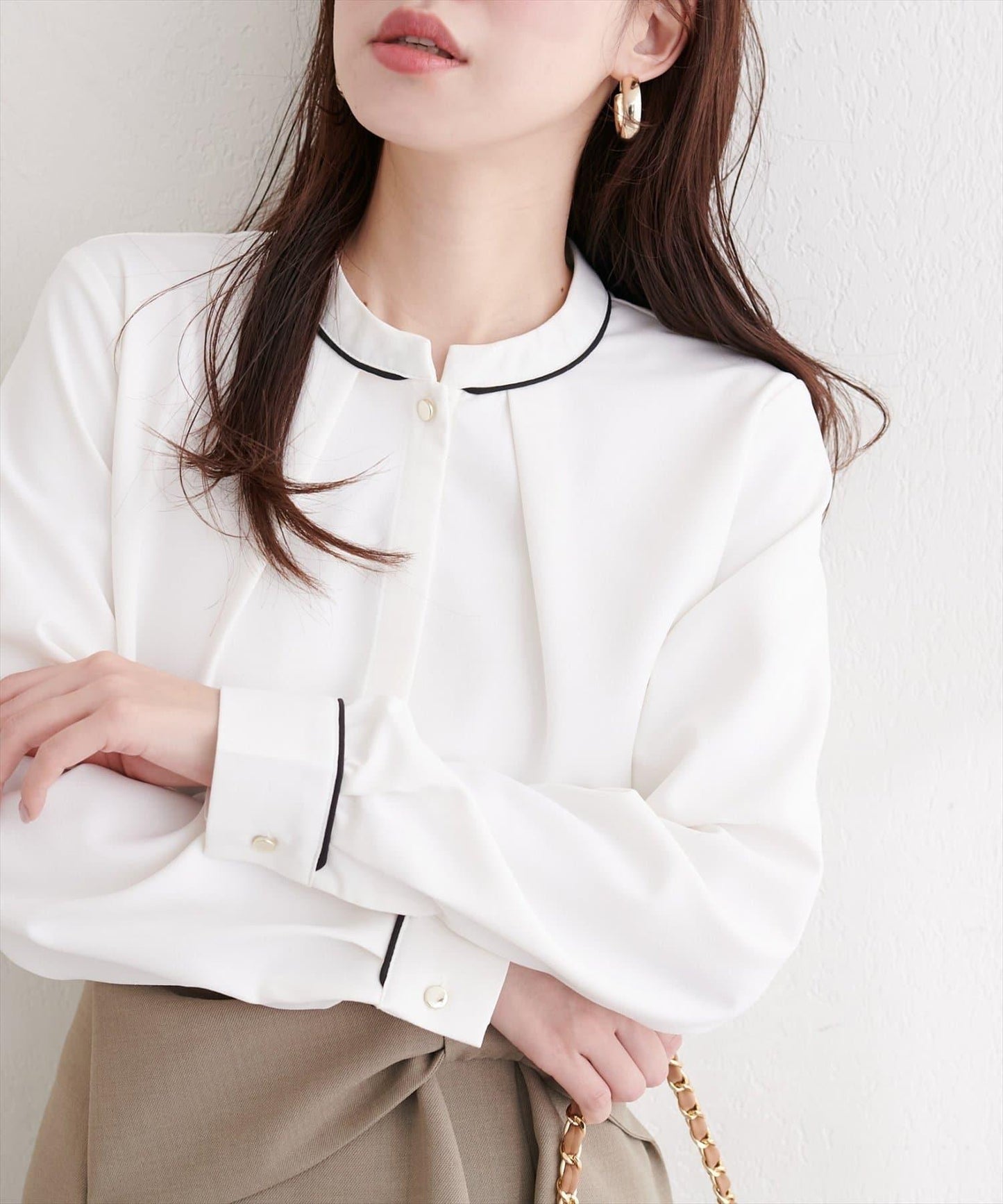 立領滾邊襯衫