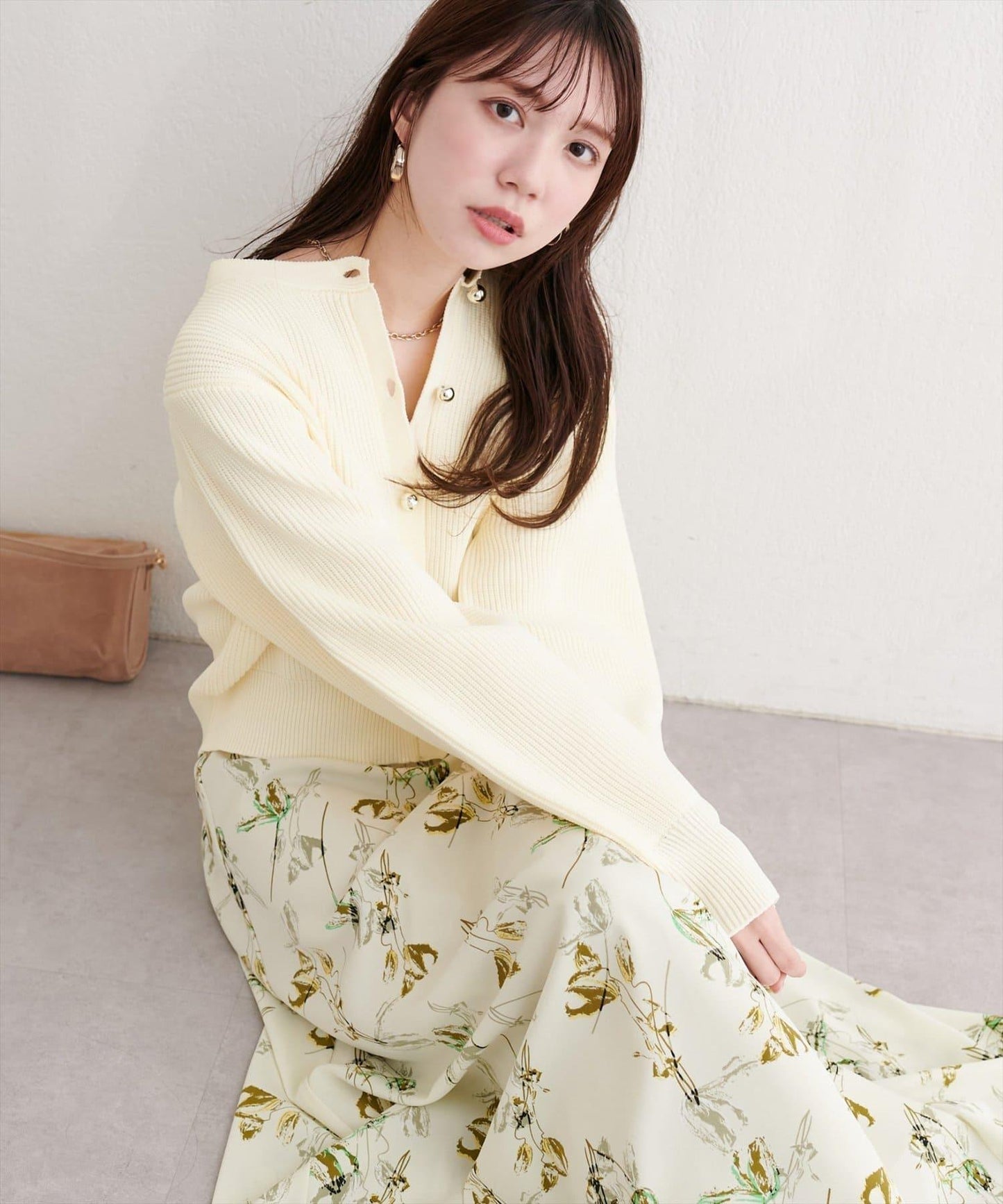 藝術花卉圖案 高腰 傘擺 半身裙