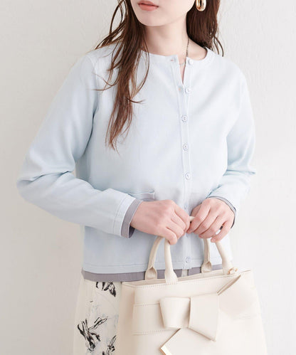 可家居水洗撞色小紐釦針織開衫