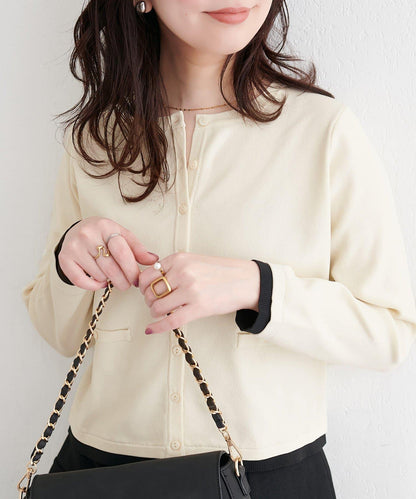 可家居水洗撞色小紐釦針織開衫