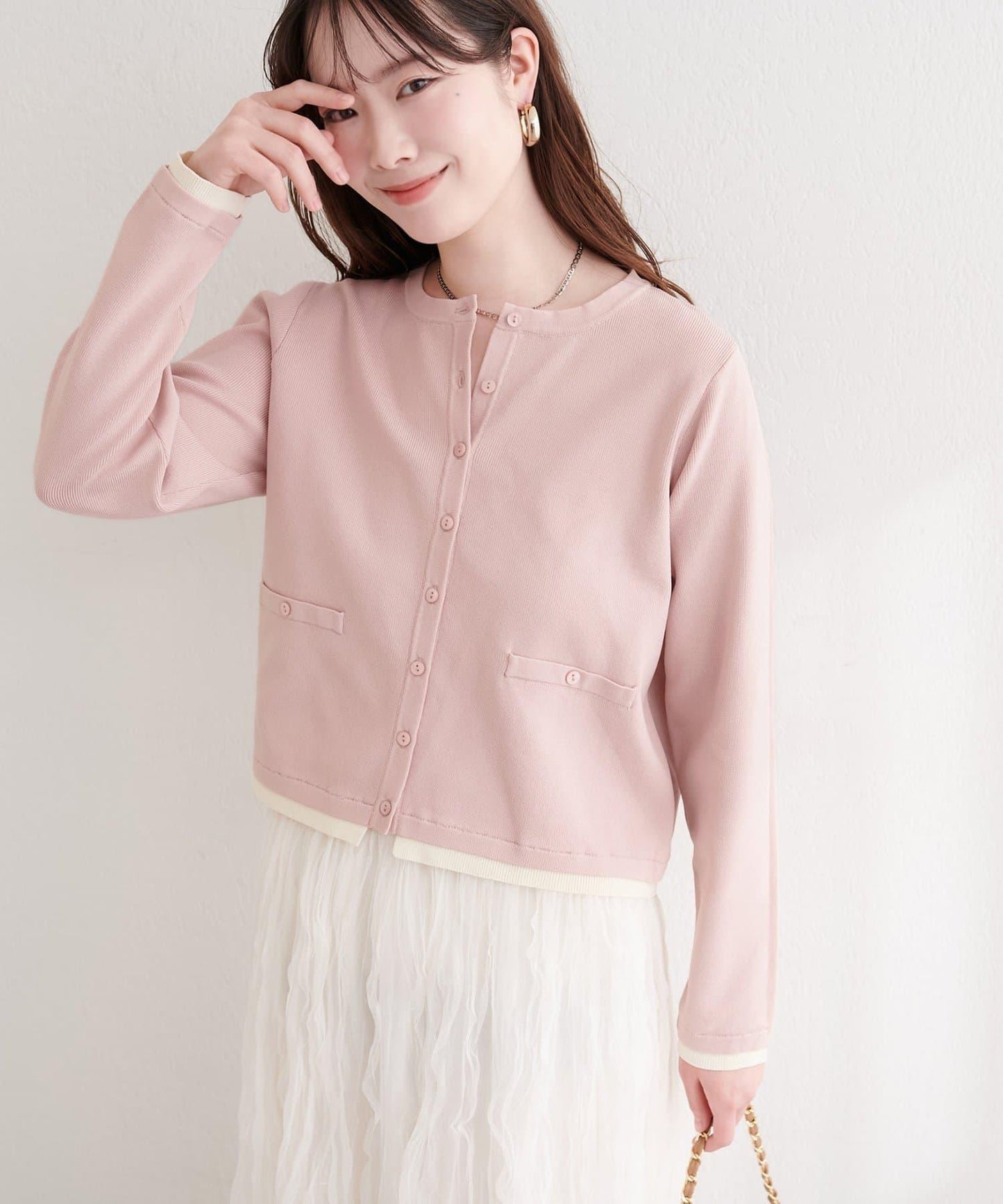 可家居水洗撞色小紐釦針織開衫