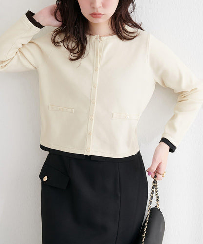 可家居水洗撞色小紐釦針織開衫