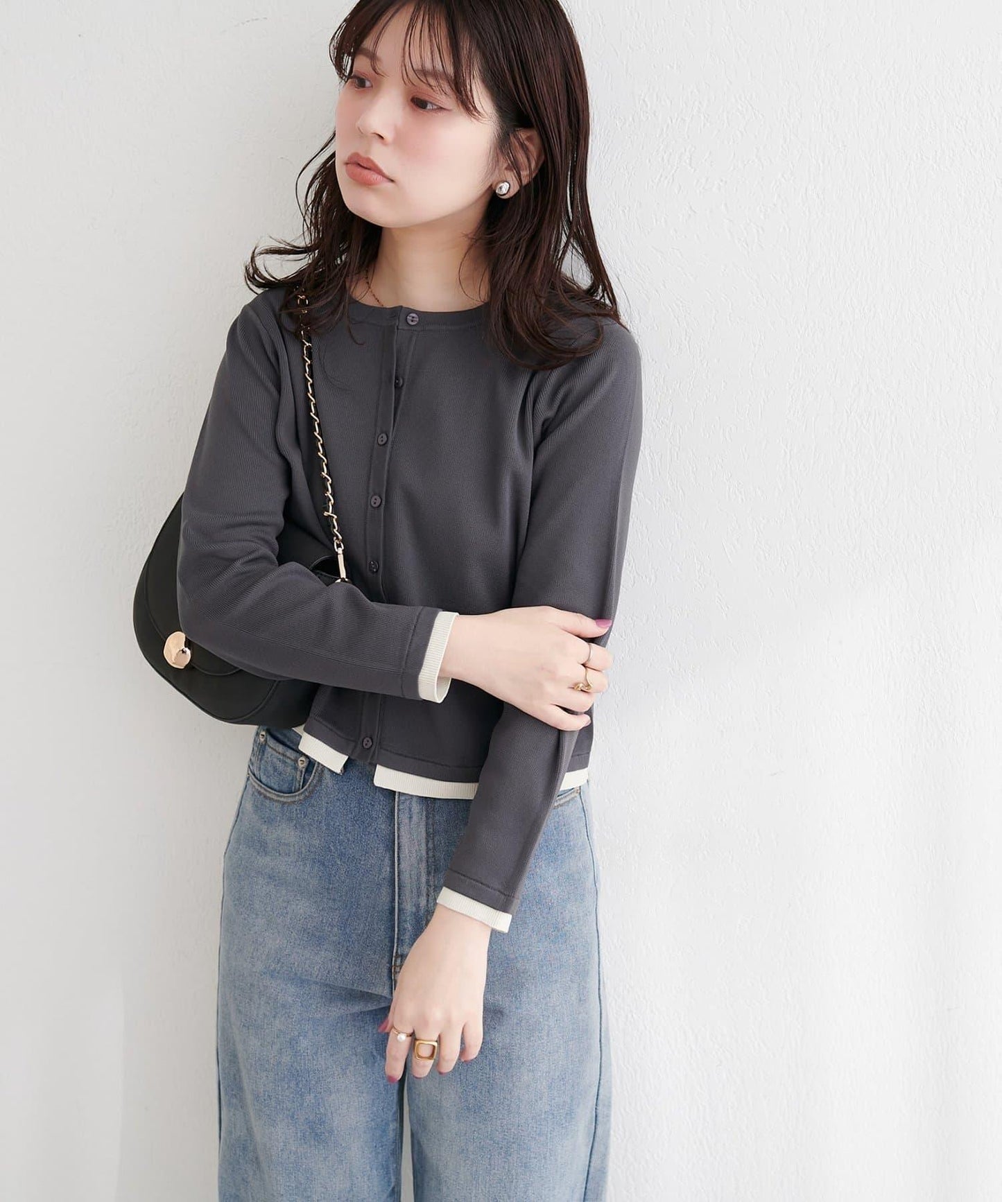 可家居水洗撞色小紐釦針織開衫