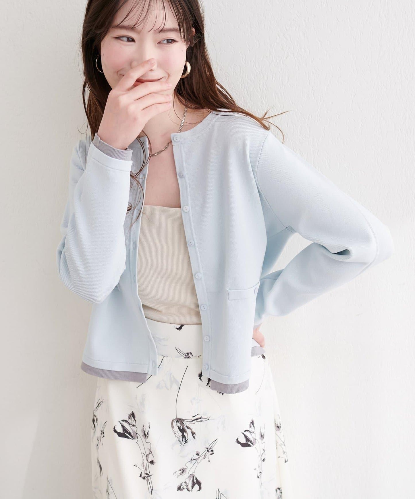 可家居水洗撞色小紐釦針織開衫