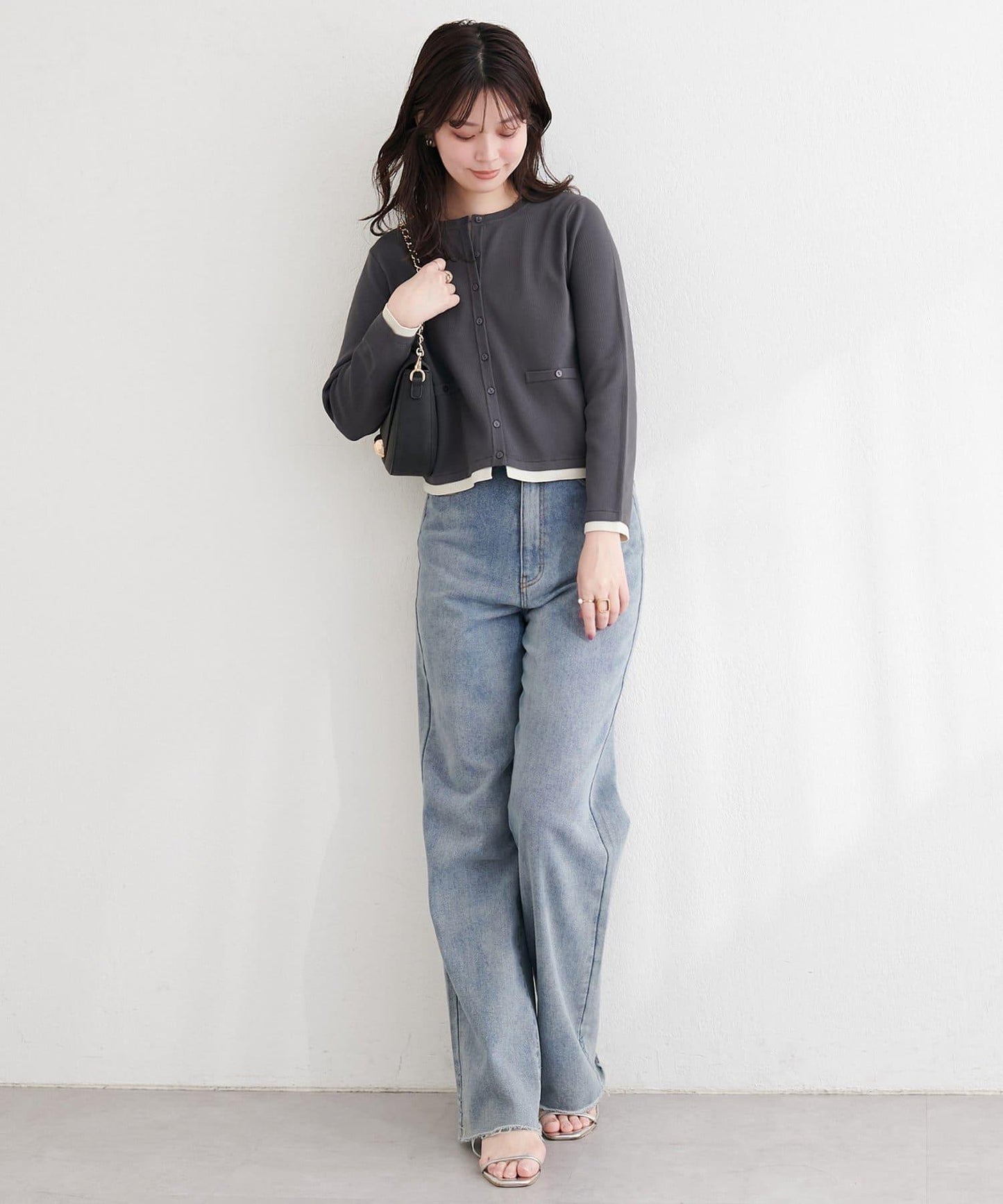 可家居水洗撞色小紐釦針織開衫