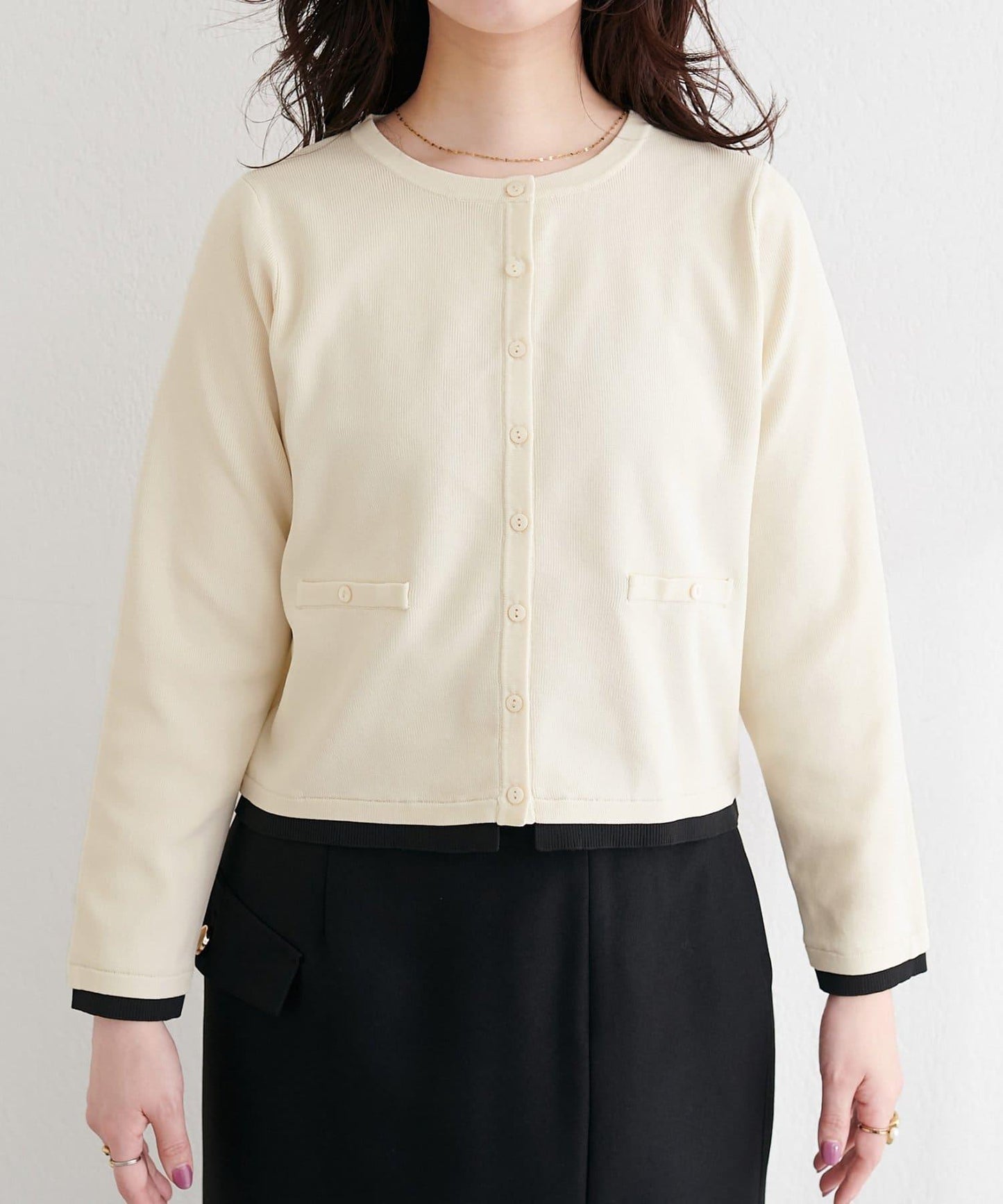 可家居水洗撞色小紐釦針織開衫