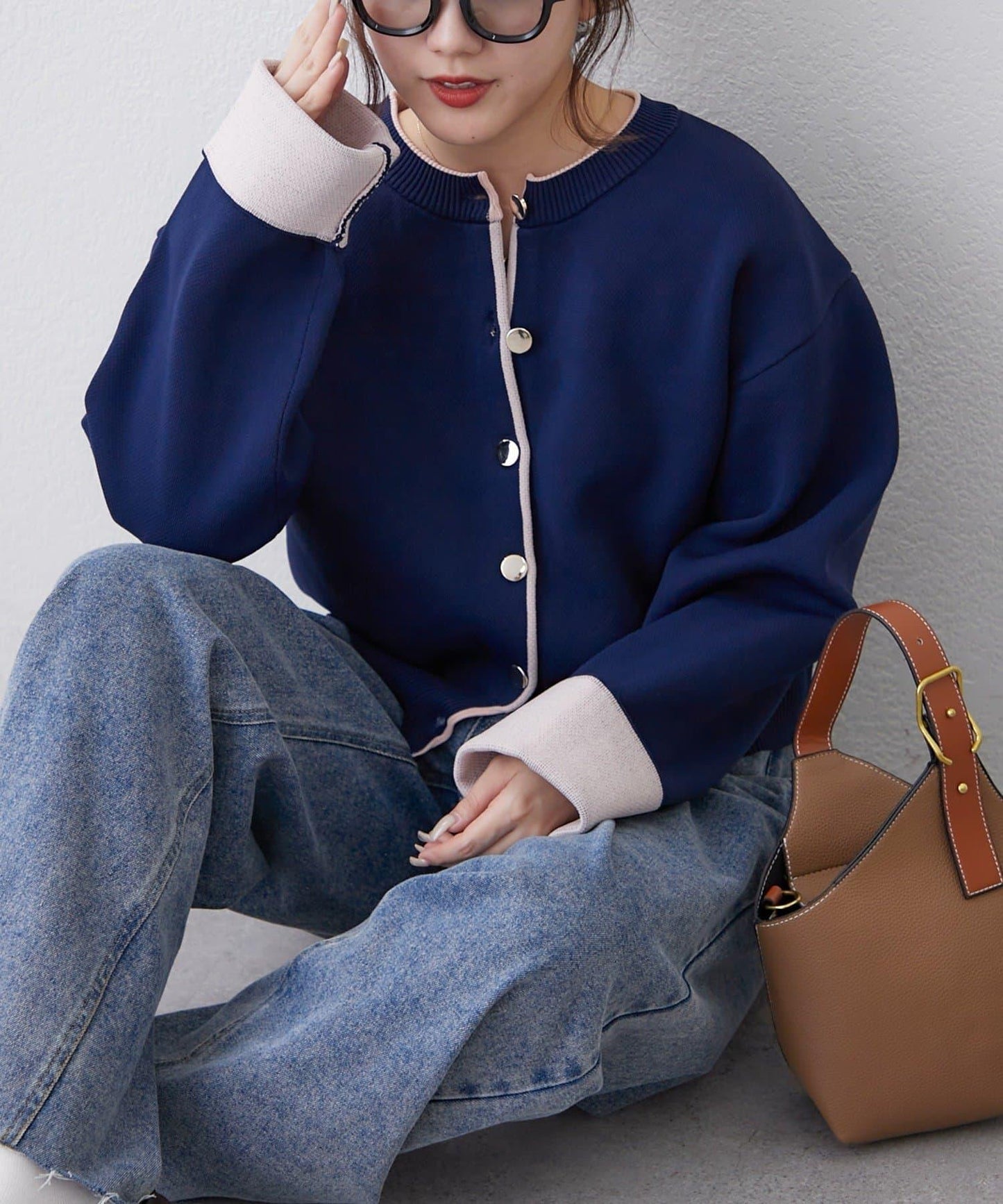 配色設計 海綿質感針織開衫