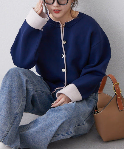 配色設計 海綿質感針織開衫