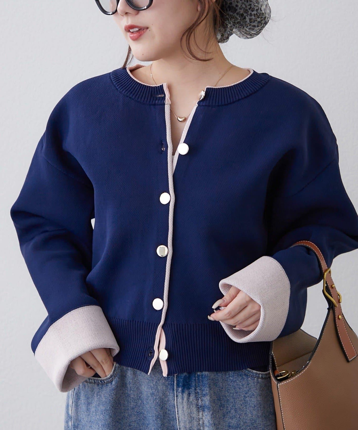 配色設計 海綿質感針織開衫