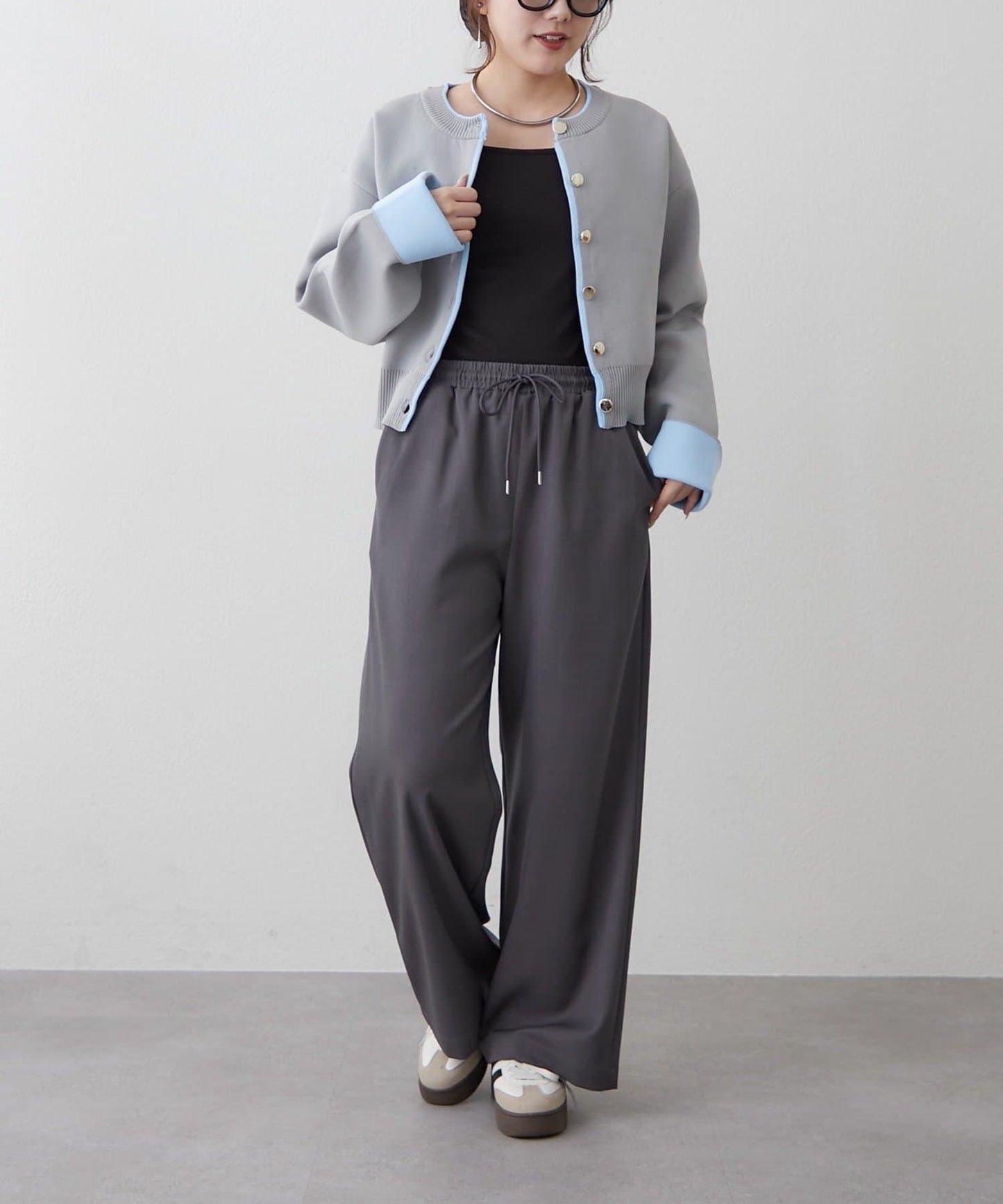 配色設計 海綿質感針織開衫