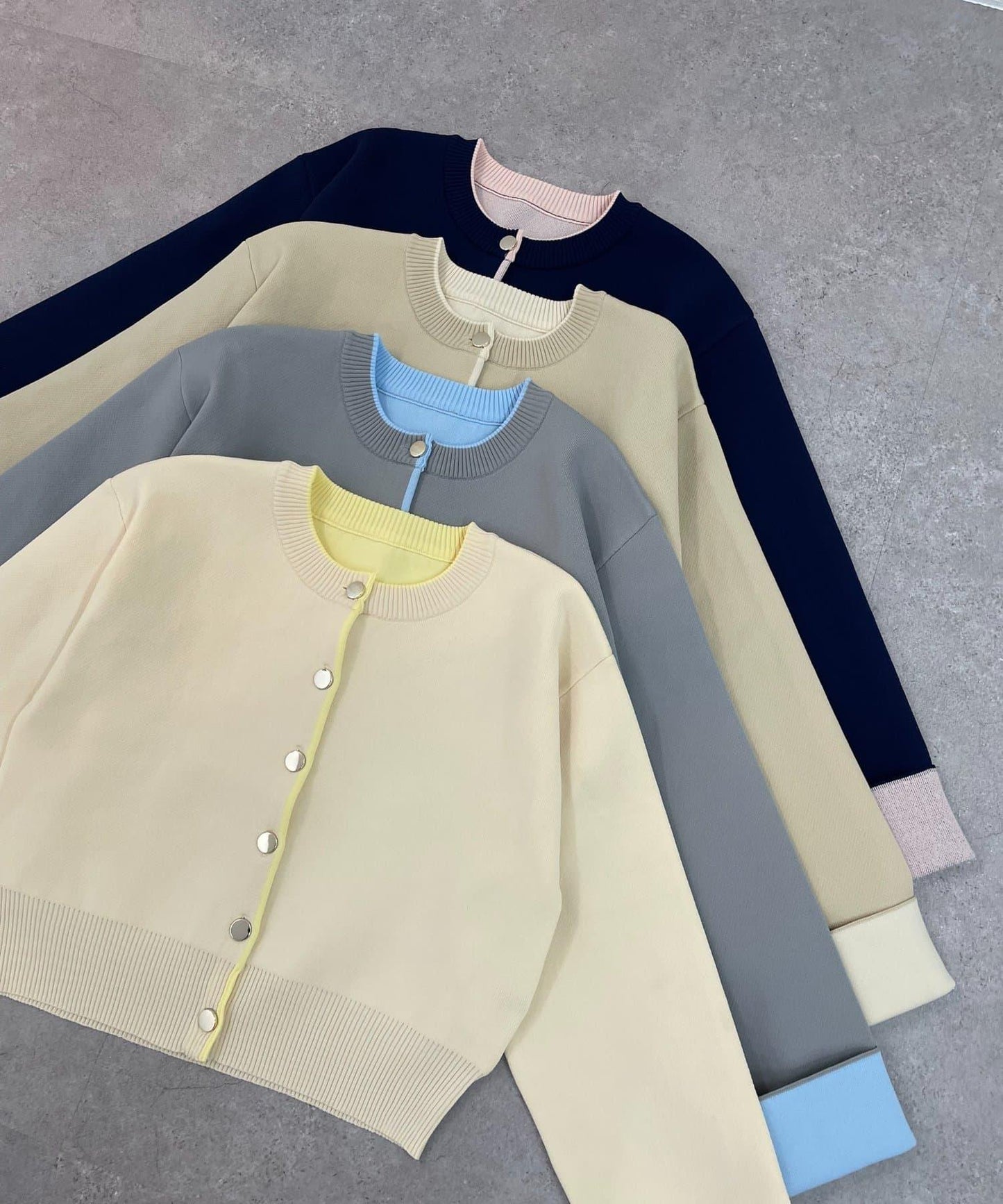 配色設計 海綿質感針織開衫