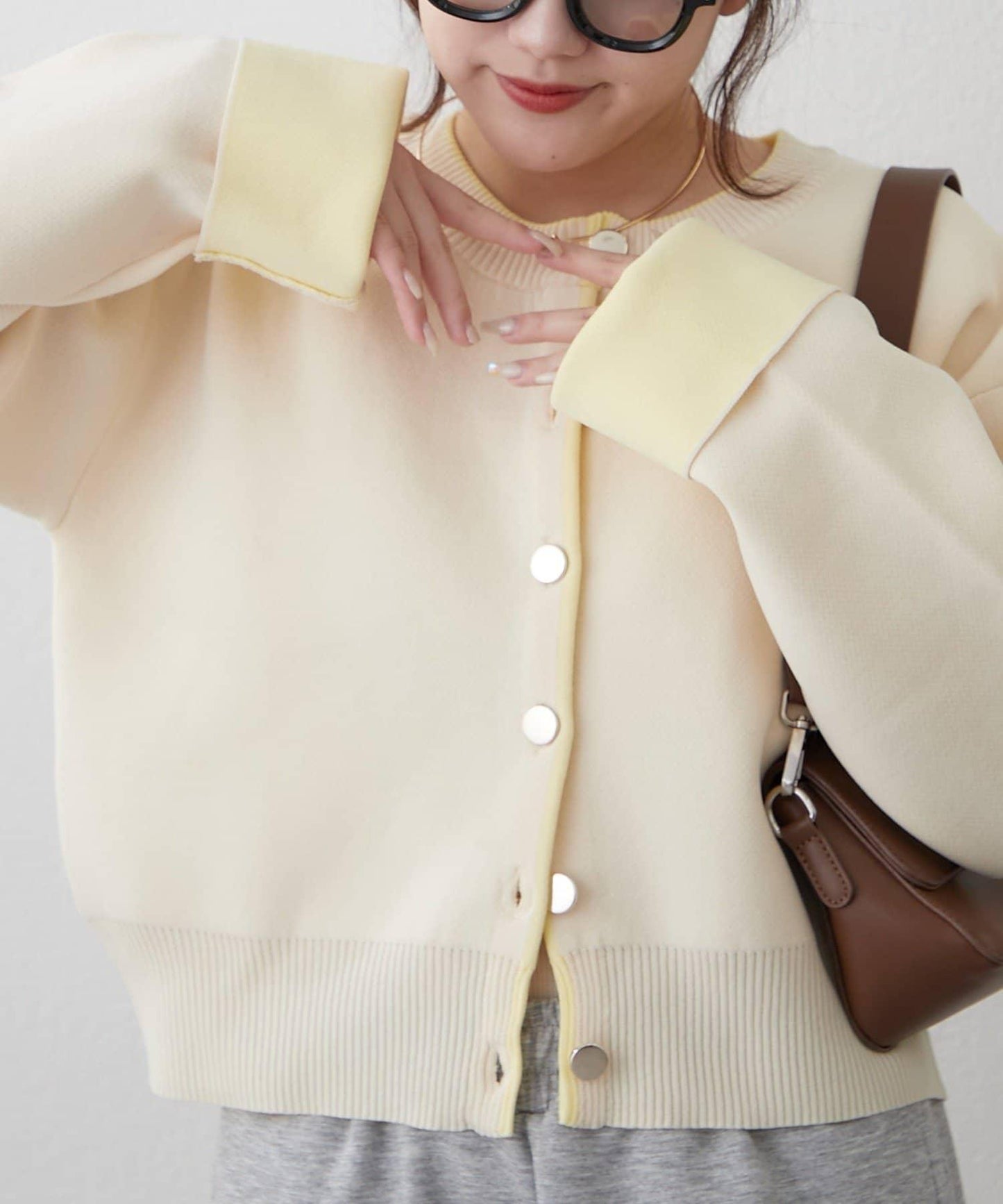 配色設計 海綿質感針織開衫