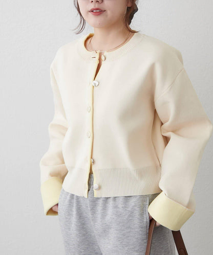 配色設計 海綿質感針織開衫