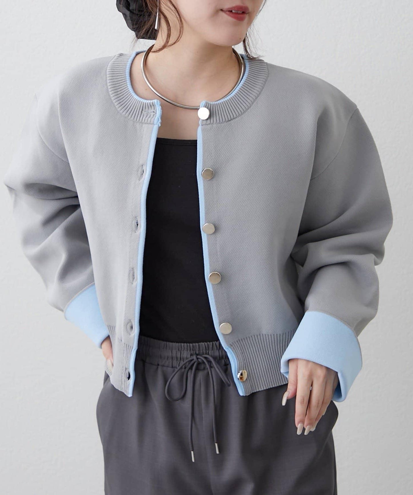 配色設計 海綿質感針織開衫