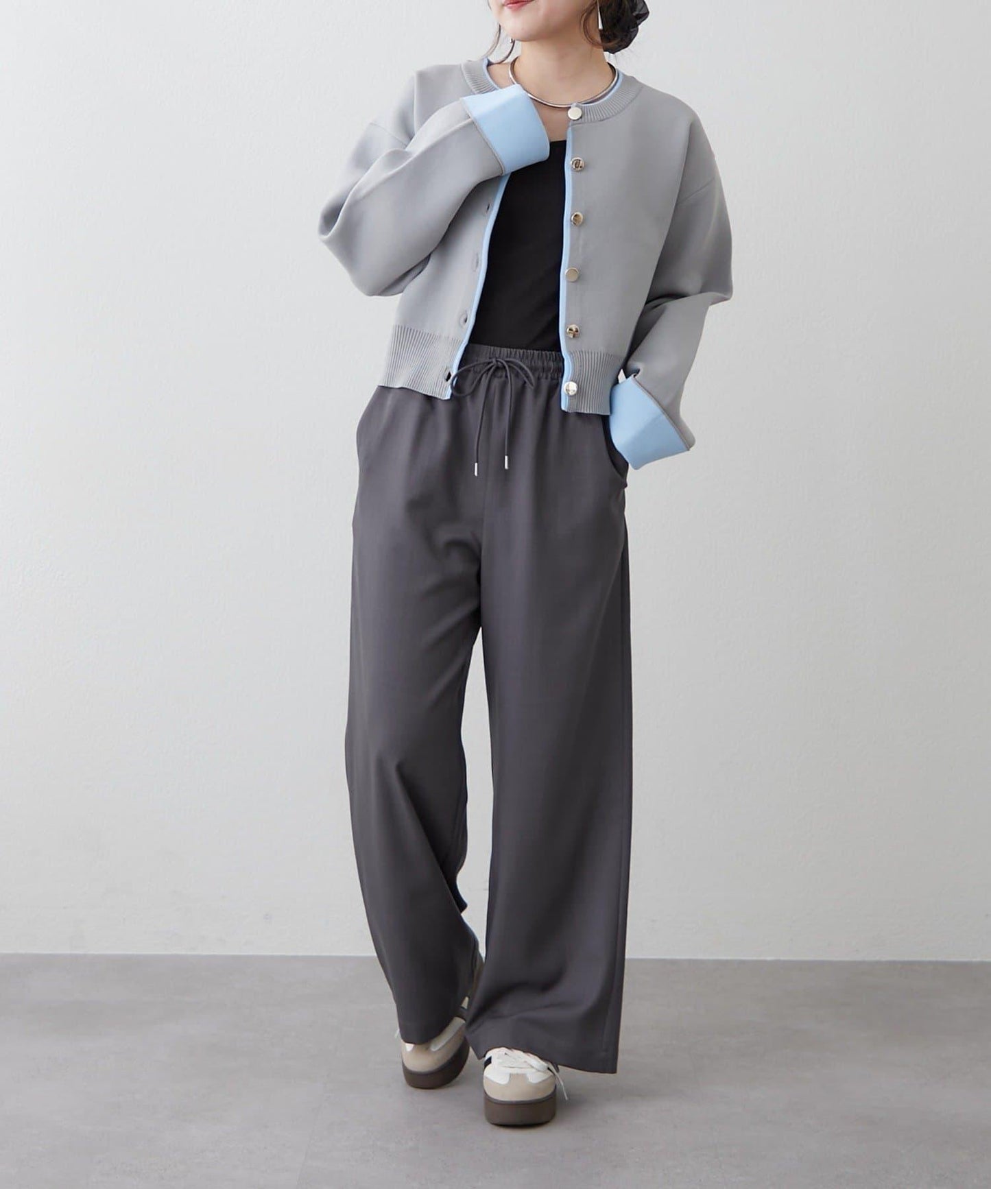 配色設計 海綿質感針織開衫