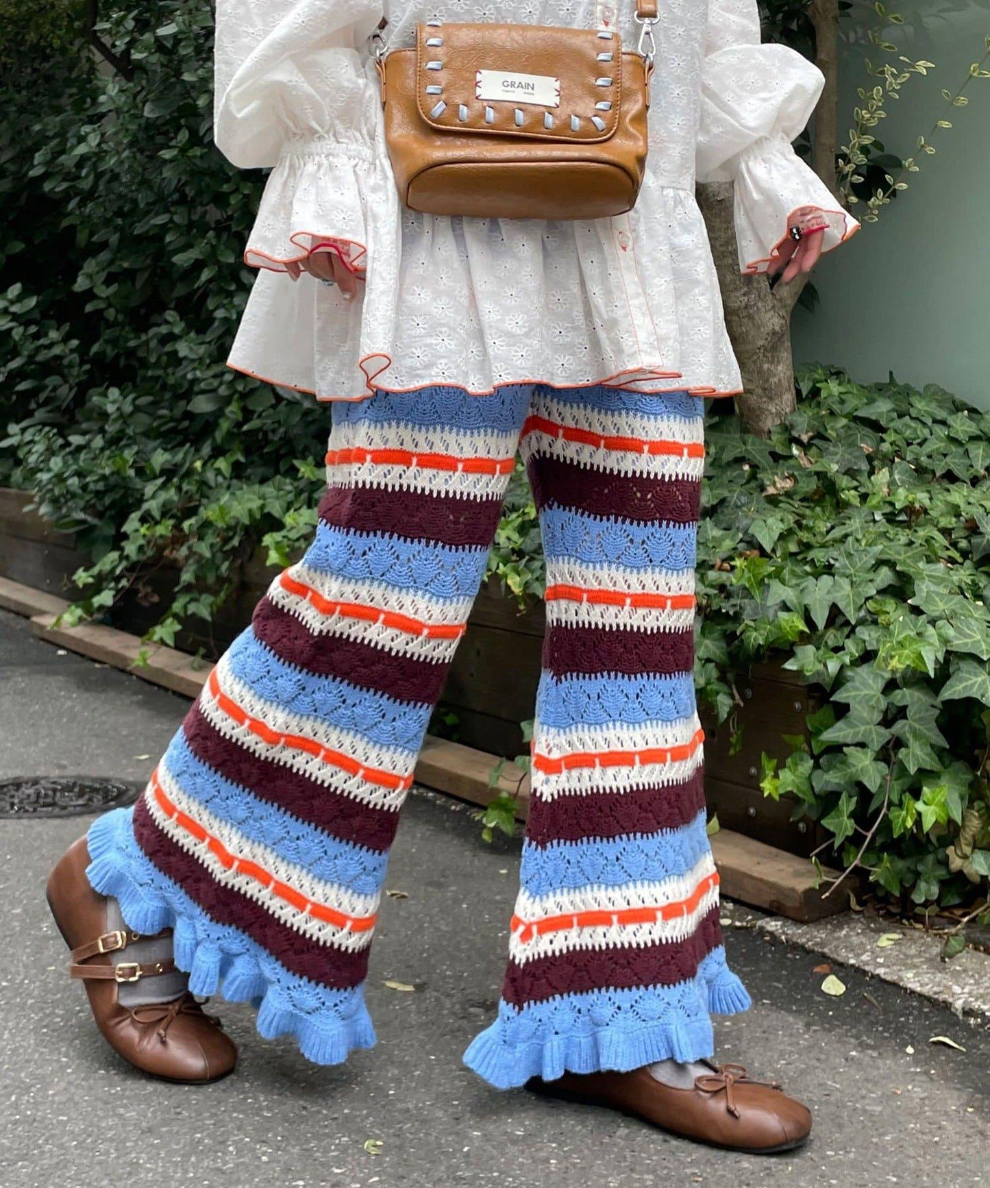 HELLO.SANFRANCISCO 鏤空條紋針織褲