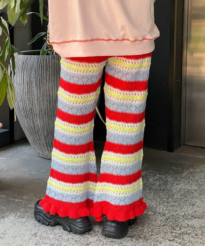 HELLO.SANFRANCISCO 鏤空條紋針織褲