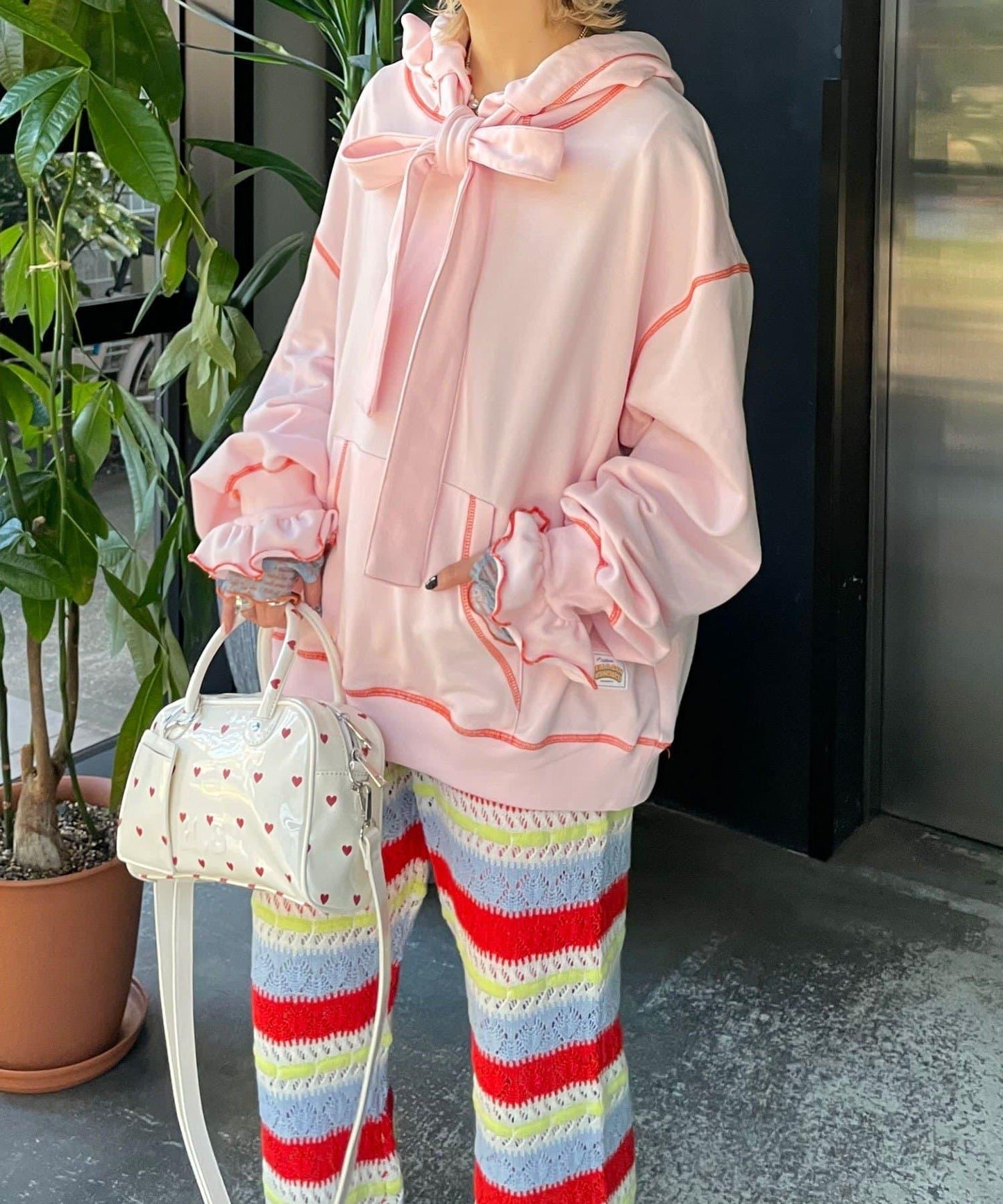 HELLO.SANFRANCISCO 鏤空條紋針織褲