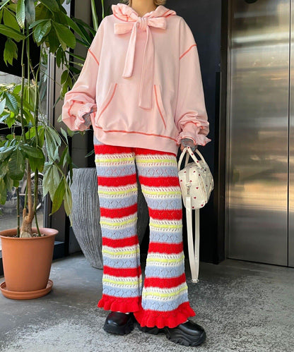 HELLO.SANFRANCISCO 鏤空條紋針織褲