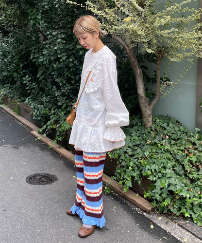 HELLO.SANFRANCISCO 鏤空條紋針織褲