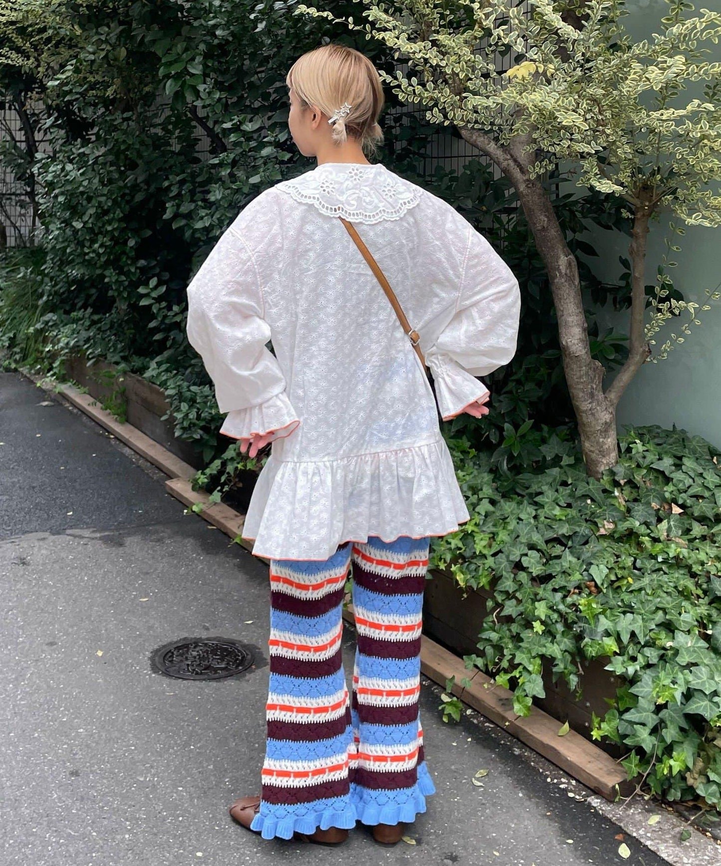 HELLO.SANFRANCISCO 鏤空條紋針織褲