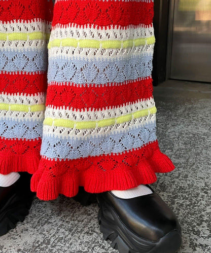 HELLO.SANFRANCISCO 鏤空條紋針織褲