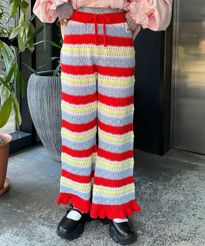 HELLO.SANFRANCISCO 鏤空條紋針織褲